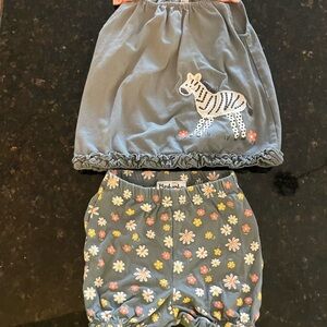 Kids Gray Zebra Skirt and Floral Shorts Set
